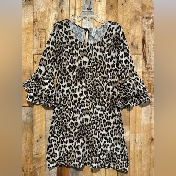 Allison Joy Leopard Print Long Sleeve Dress - Picture 2 of 2